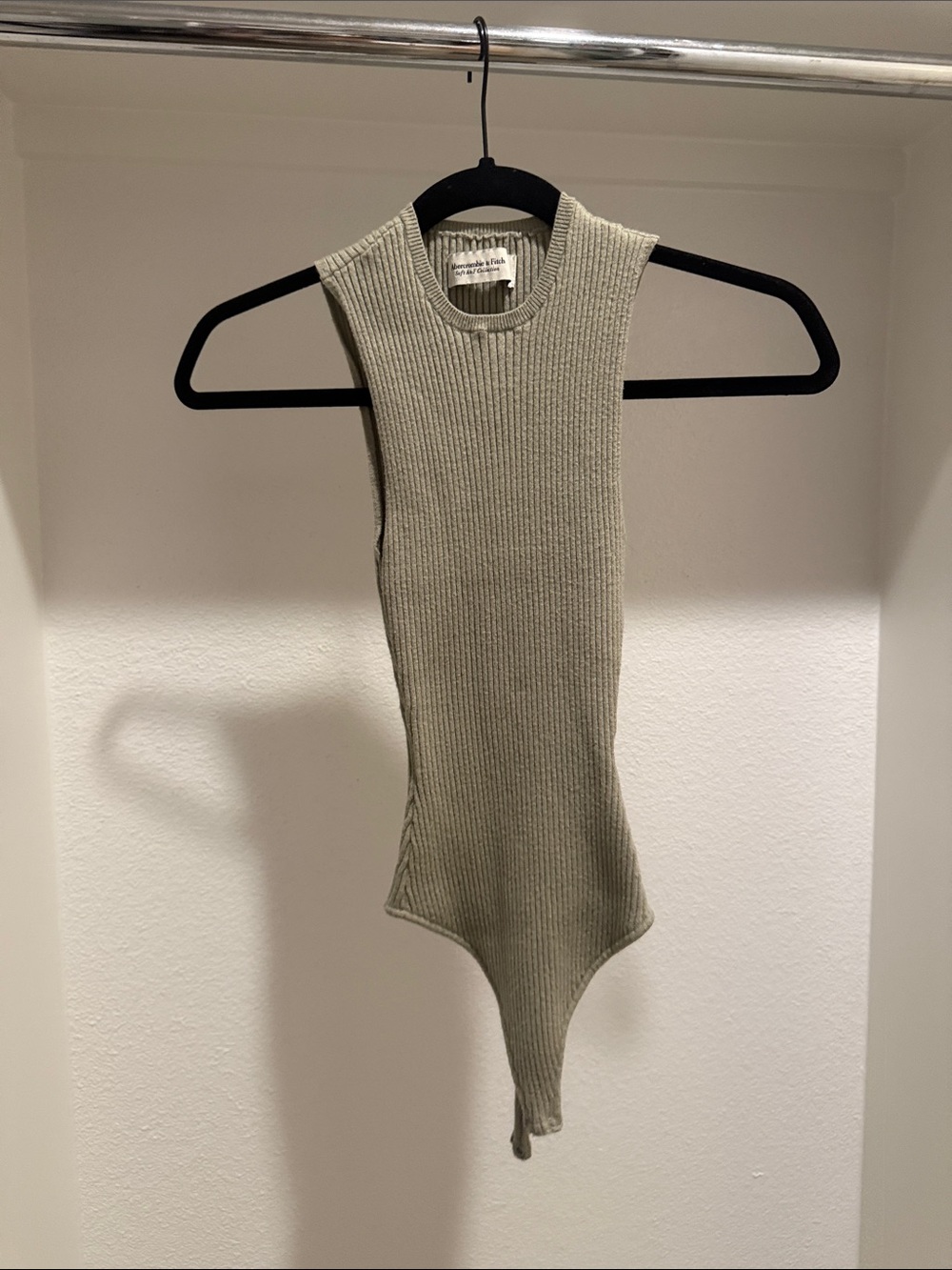 Abercrombie & Fitch Ribbed Sleeveless Bodysuit - Sage Green
